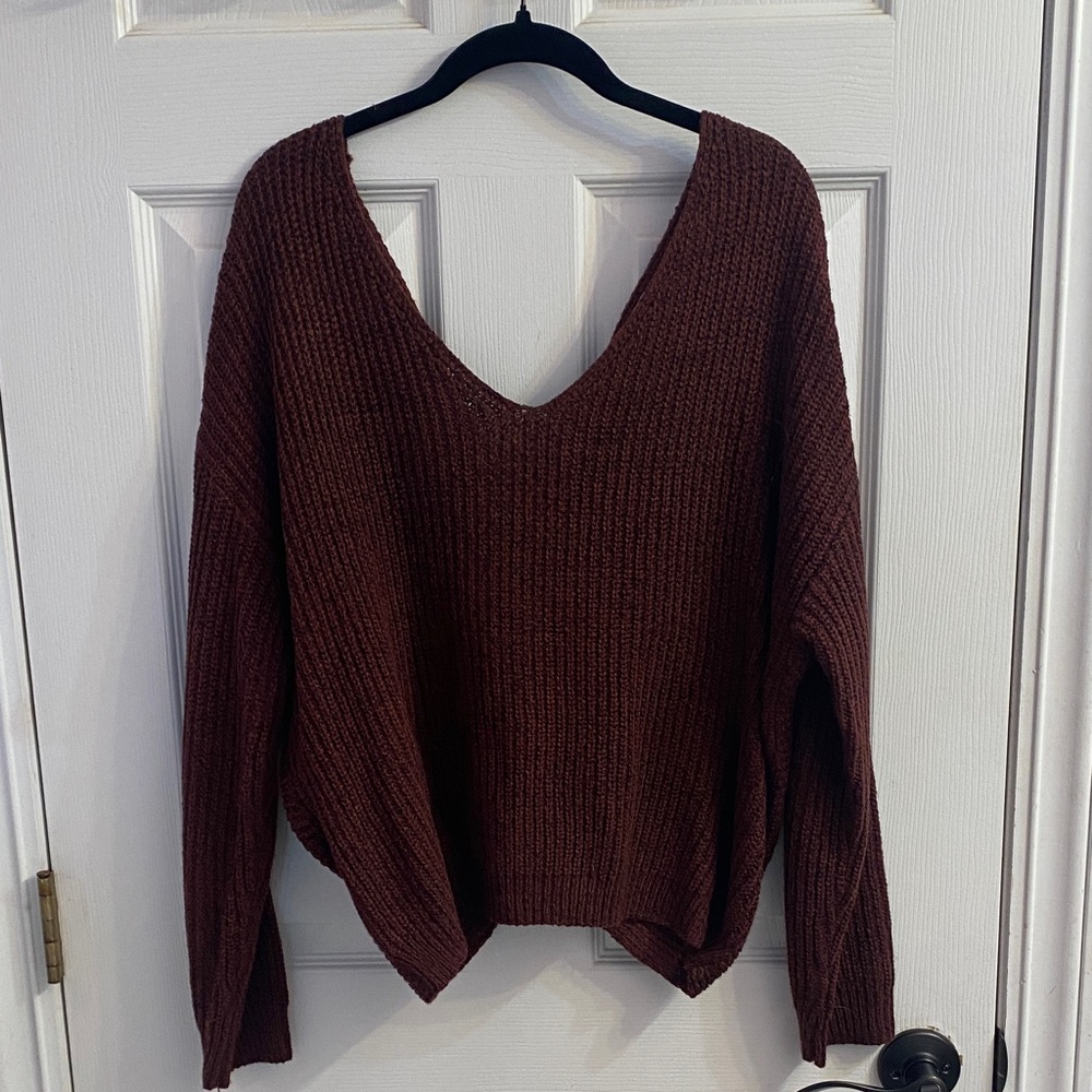 Miami Deep Brown V-Neck Sweater
